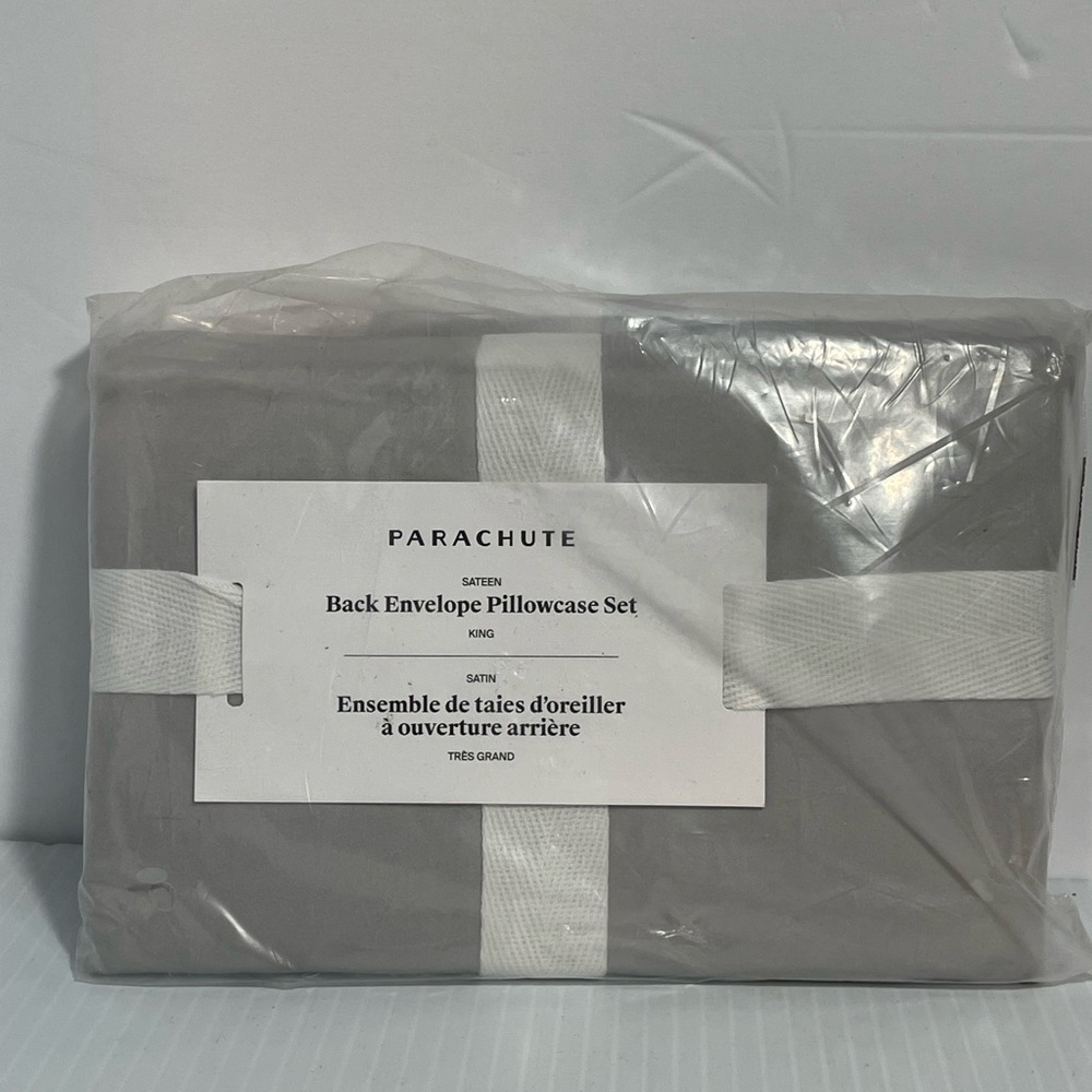 Parachute Sateen King Pillowcase Set Grey Back Envelope - Picture 2 of 5